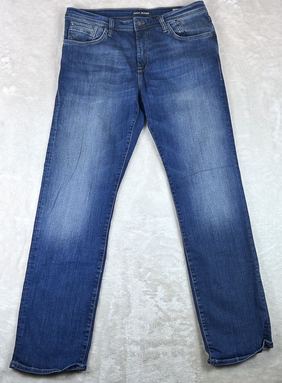 Mavi Matt Jeans Men 34 X 34 Straight Leg Relaxed Fit Dark Wash Denim Mid Rise